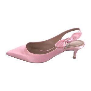Tabitha Simmons Satin Bow Accents Slingback Pumps